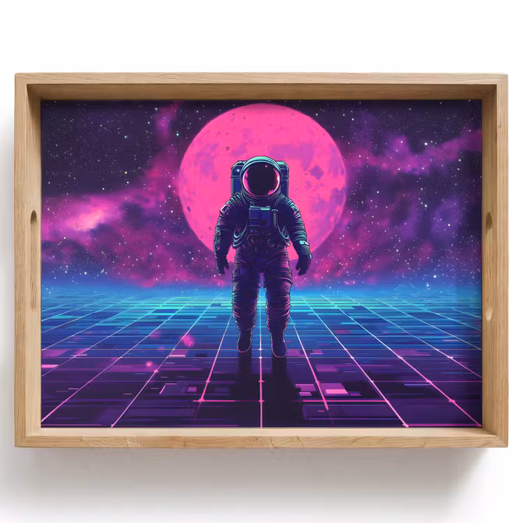 Astronaut - Maan - Roze - Sterrennevels Dienblad Rechthoek middel -z3d_shopping