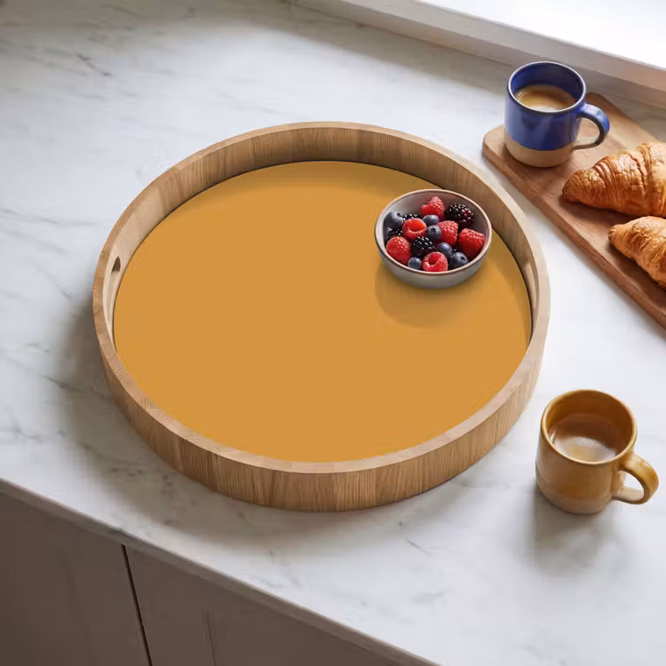 Autumn - Mustard - Geel Dienblad Rond middel 914 -sfeer2