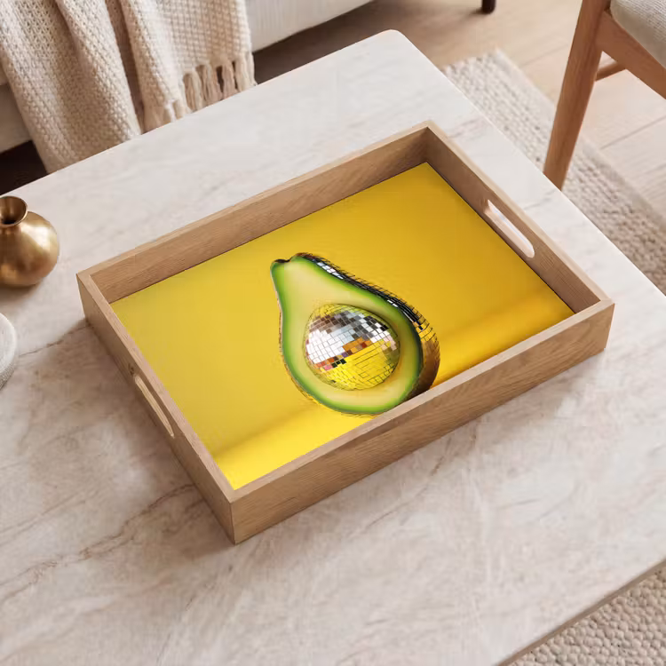 Avocado - Discobal - Geel - Glitter Dienblad Rechthoek middel -sfeer1