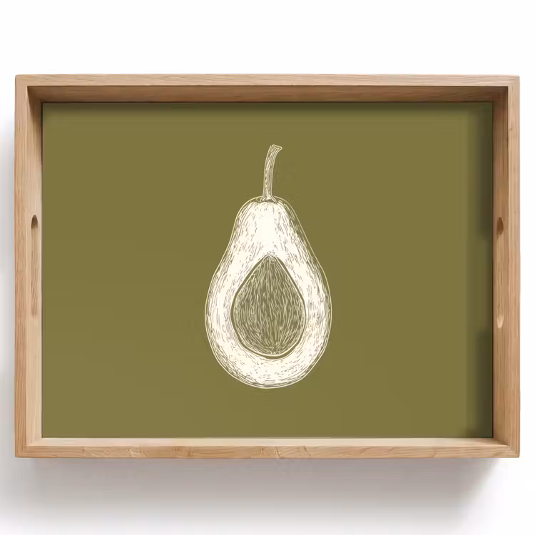 Avocado - Minimalistisch - Illustratie - Groen Dienblad Rechthoek middel -z3d_shopping