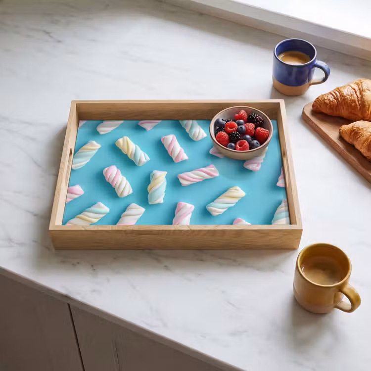 Spekjes - Pastel - Snoep - Blauw Dienblad Rechthoek middel -sfeer2