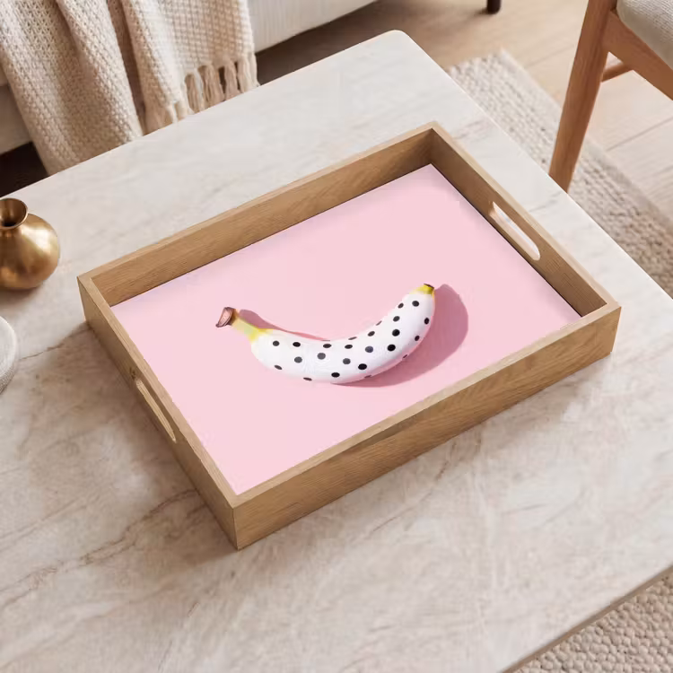 Banaan - Stippen - roze Dienblad Rechthoek middel -sfeer1