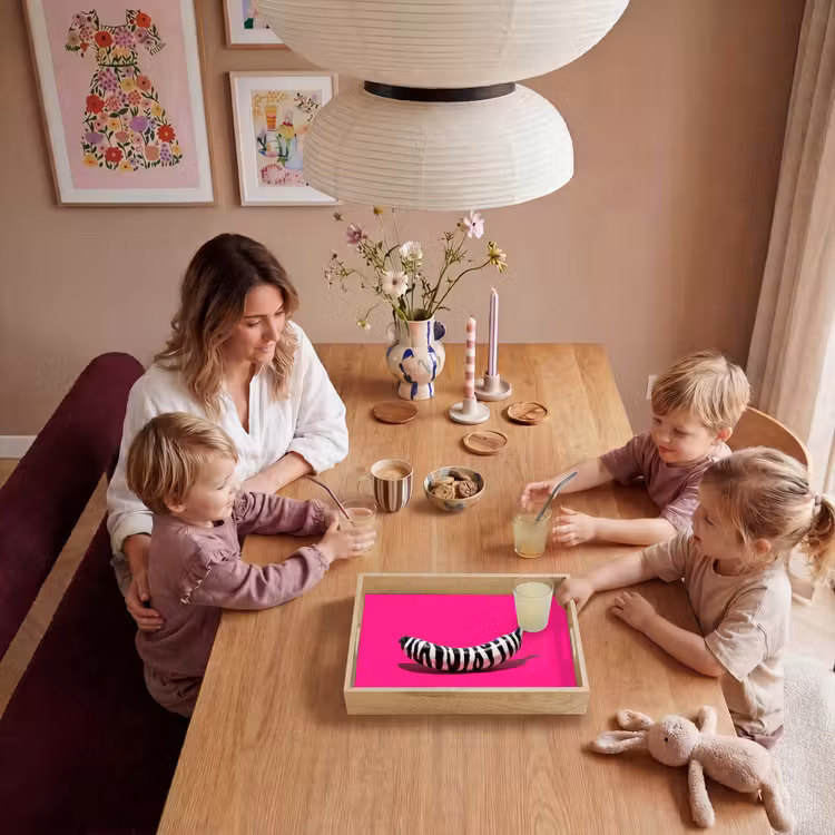 Banaan - Zebraprint - Roze Dienblad Rechthoek middel -sfeer4
