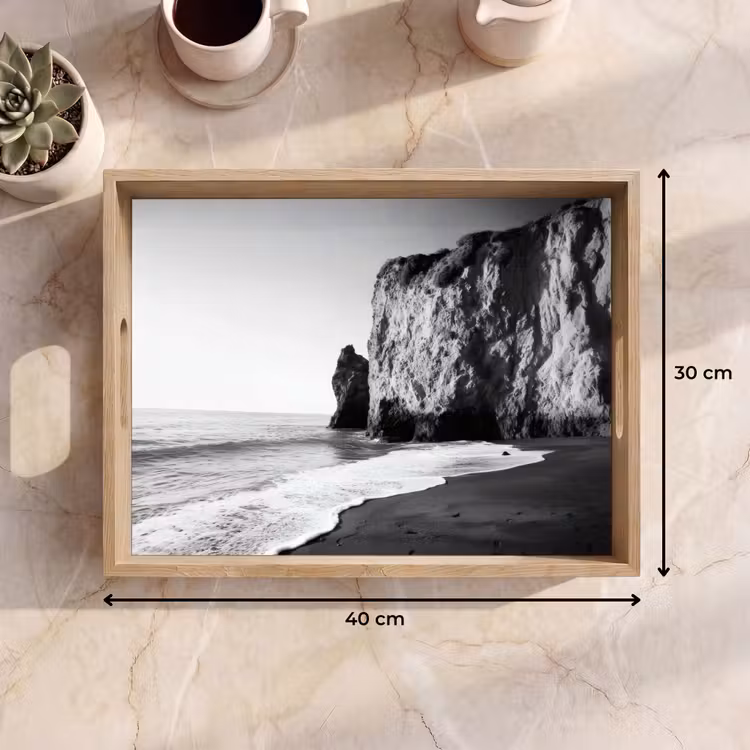 Strand - Klif - Golven - Voetstappen Dienblad Rechthoek middel -USP_Formaat
