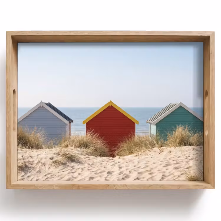 Strand - Huisjes - Kleurrijk - Duinen Dienblad Rechthoek middel -z3d_shopping
