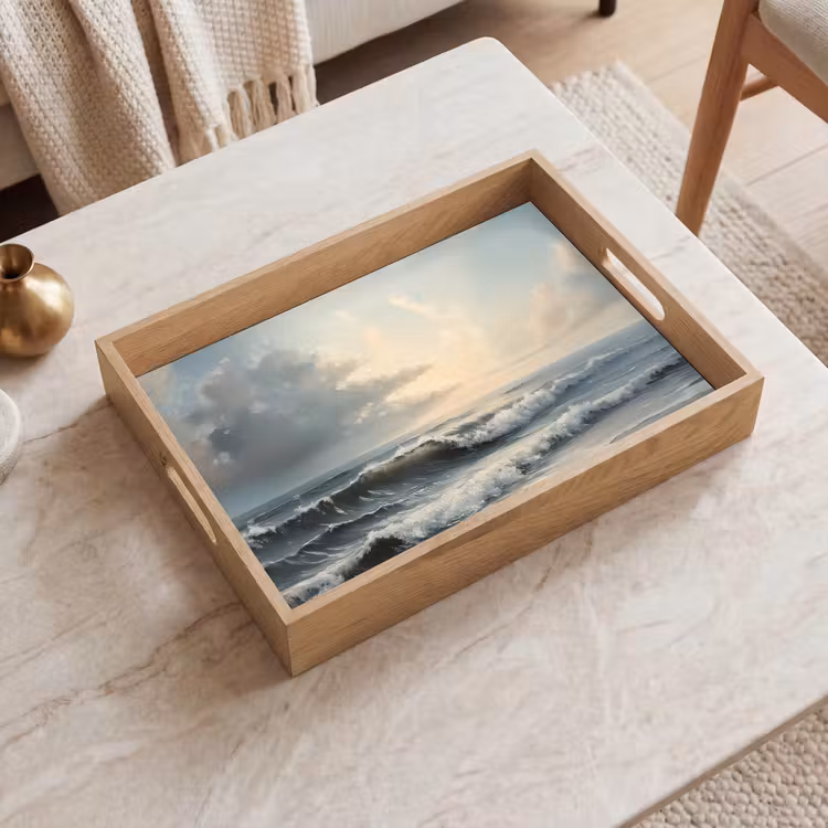Strand - Zee - Zonsondergang Dienblad Rechthoek middel -sfeer1