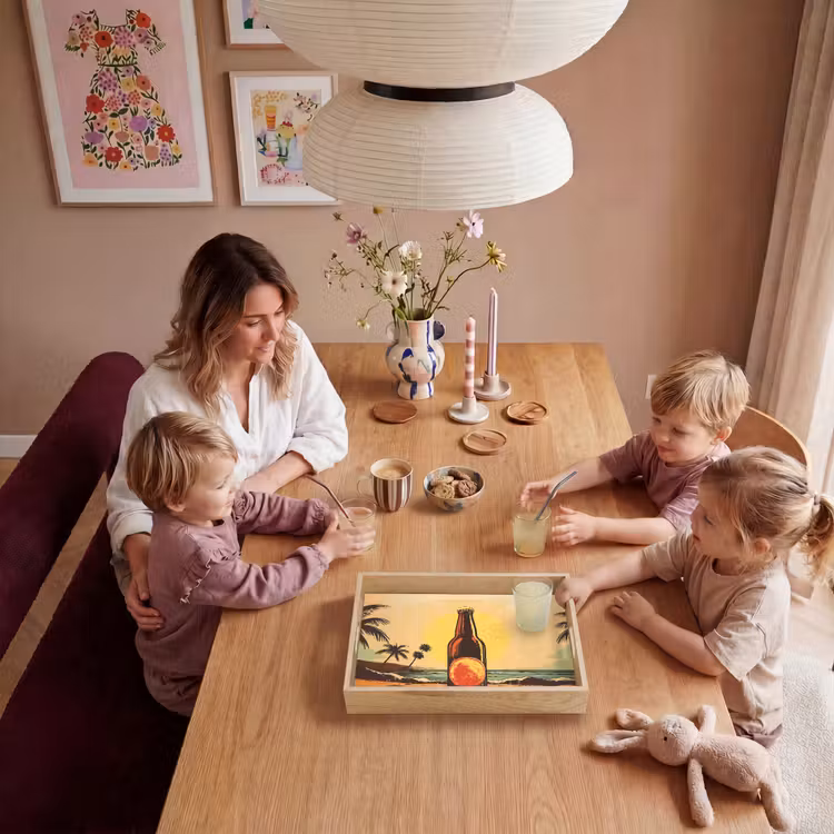 Bierfles - Zonsondergang - Palmbomen - Zee Dienblad Rechthoek middel -sfeer4