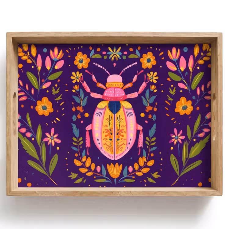 Kever - Felgekleurd - Bloemen - Bladeren Dienblad Rechthoek middel -z3d_shopping