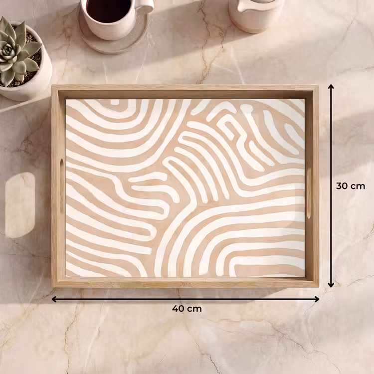 Beige - Aardspatroon Dienblad Rechthoek middel -USP_Formaat