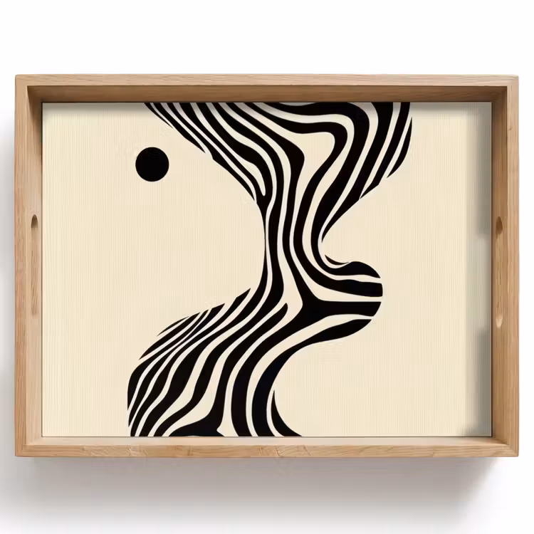 Beige - Lijnen - Golvend -  Abstract Dienblad Rechthoek middel -z3d_shopping