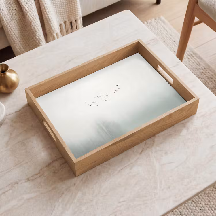Vogel - Vlucht - Natuur - Minimalistisch Dienblad Rechthoek middel -sfeer1