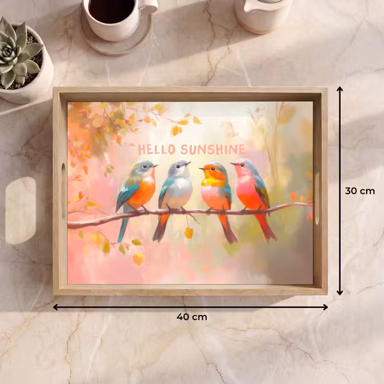 Vogels - Tak - Quote - Roze Dienblad Rechthoek middel -USP_Formaat