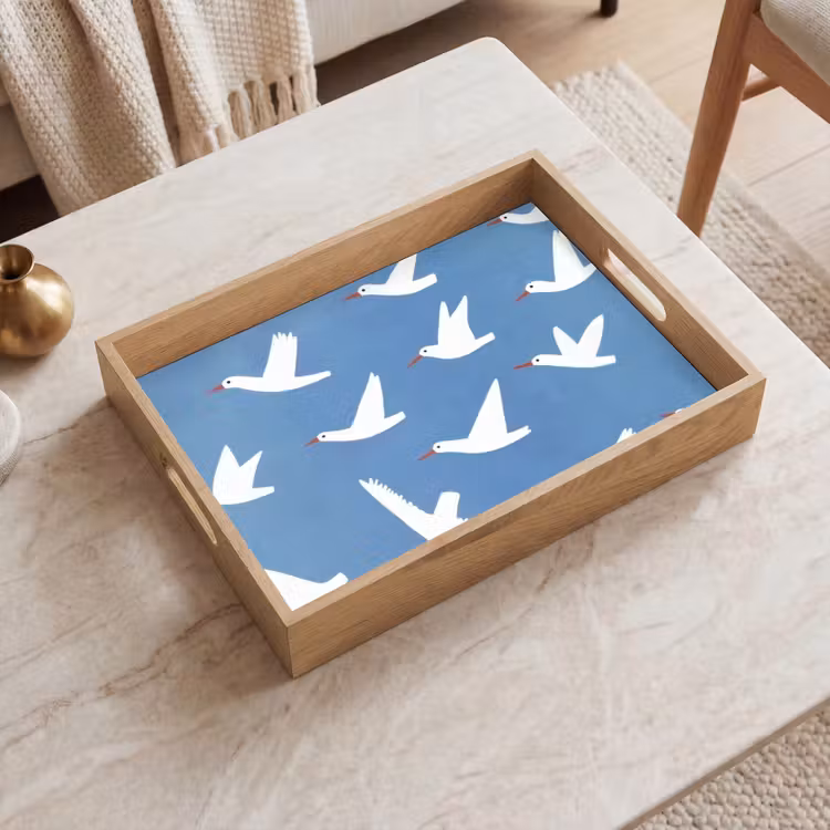 Vogels - Wit - Patroon Dienblad Rechthoek middel -sfeer1