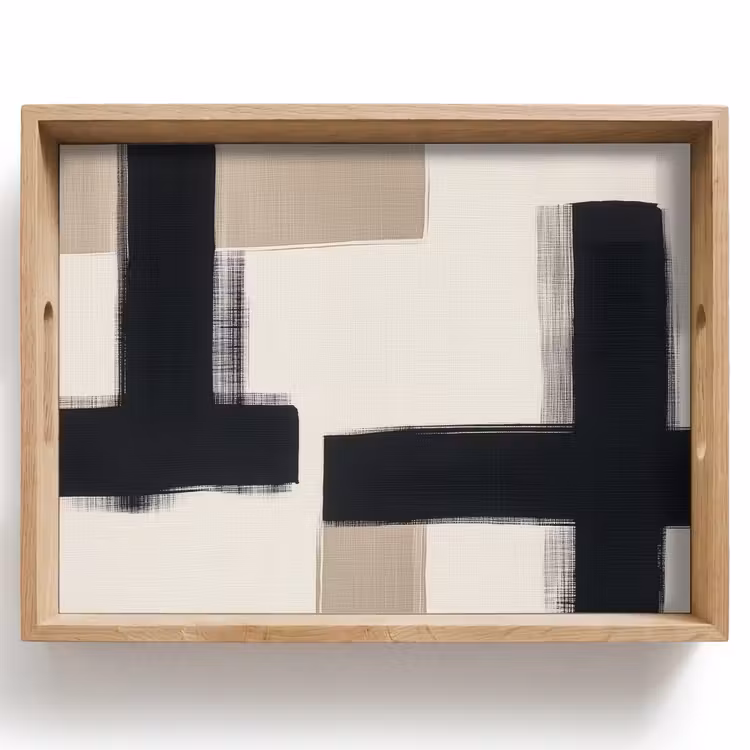 Zwart - Abstract - Japandi Dienblad Rechthoek middel -z3d_shopping