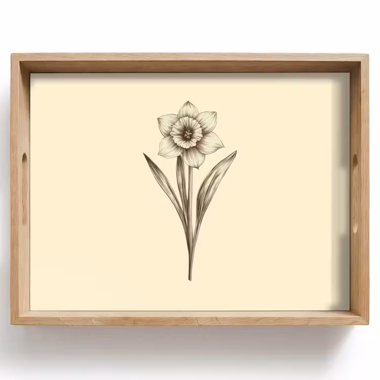 Zwart - Narcis - Illustratie Dienblad Rechthoek middel -z3d_shopping