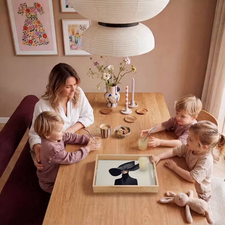 Zwart - Vrouw - Hoed Dienblad Rechthoek middel -sfeer4