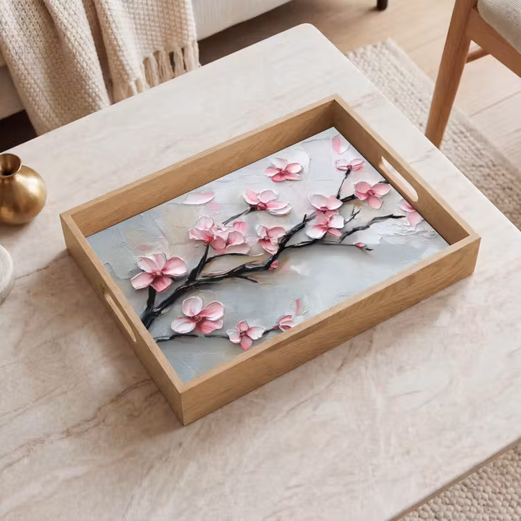 Bloesem - Kunstzinnig - Roze - Sakura Dienblad Rechthoek middel -sfeer1