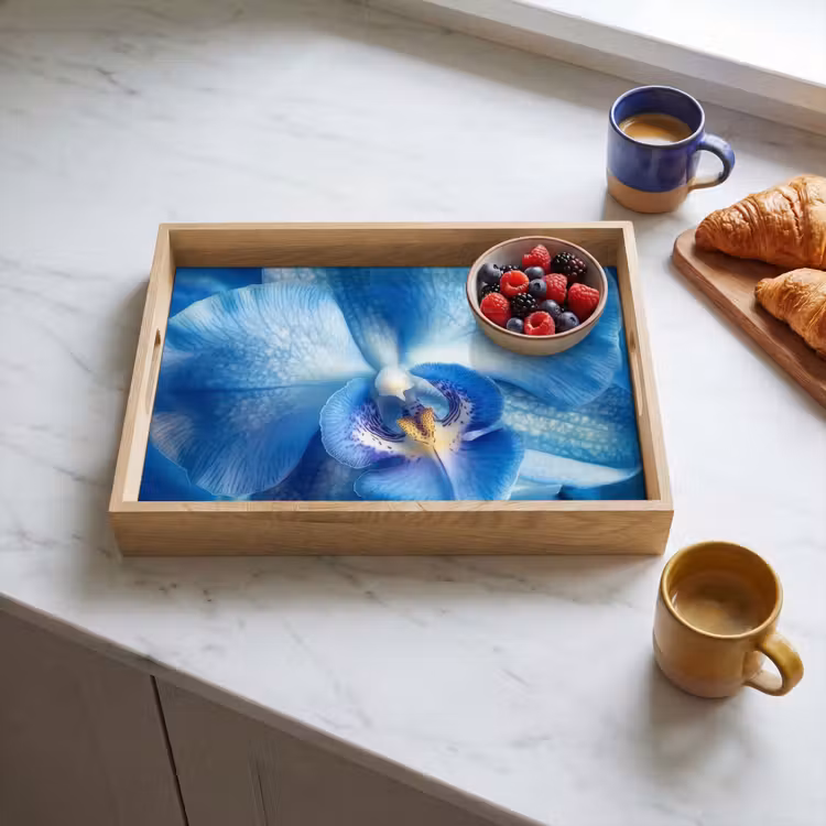 Blauw - Orchidee - Elegeant Dienblad Rechthoek middel -sfeer2