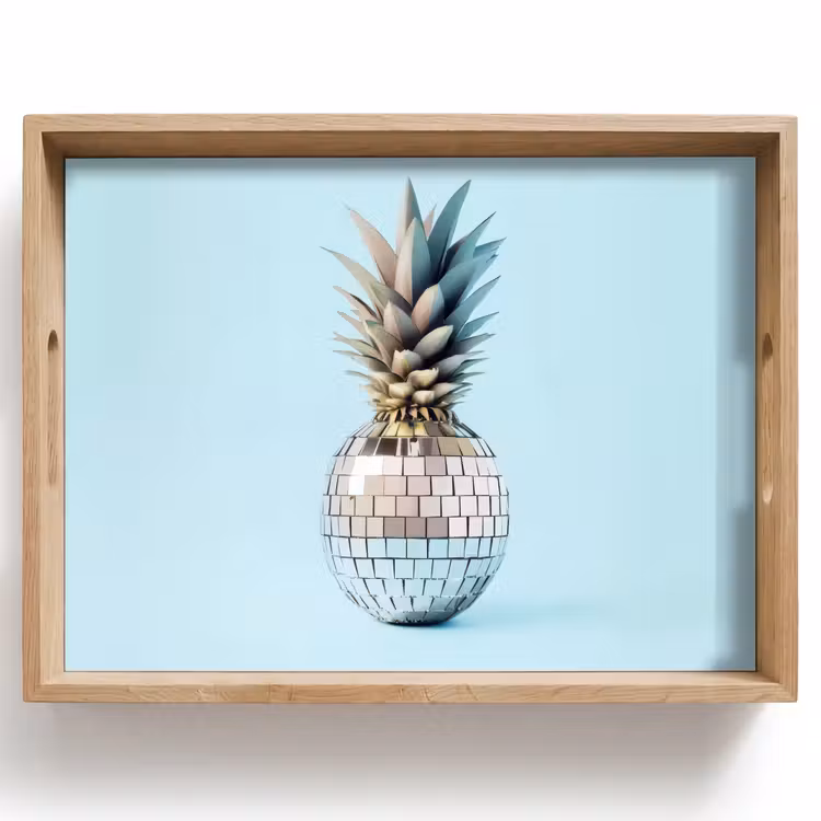 Blauw - Ananas - Disco - Discobal Dienblad Rechthoek middel -z3d_shopping