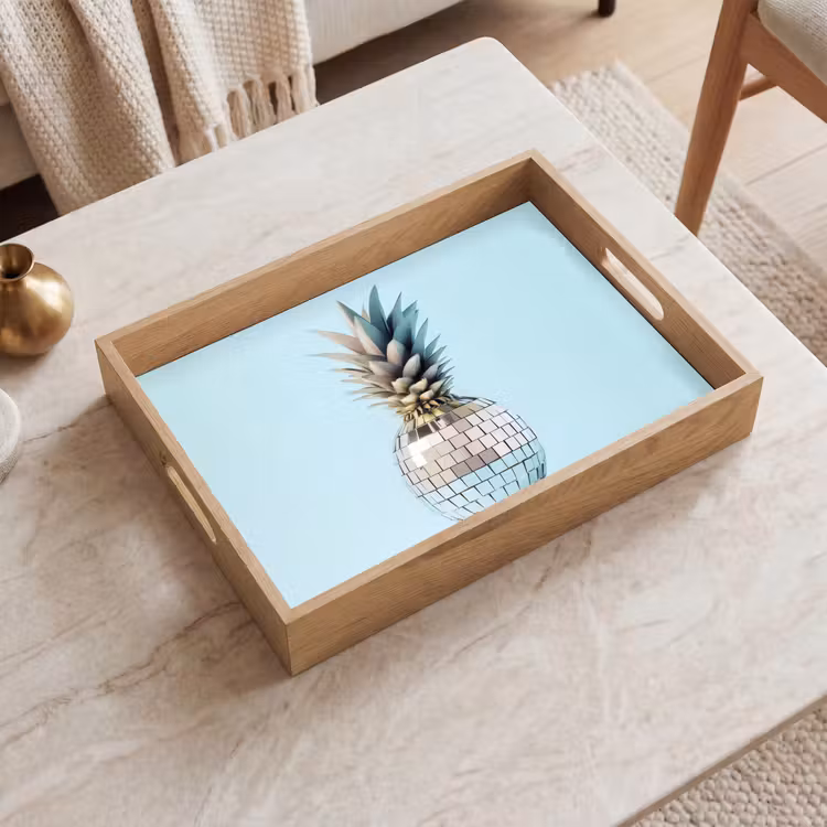 Blauw - Ananas - Disco - Discobal Dienblad Rechthoek middel -sfeer1