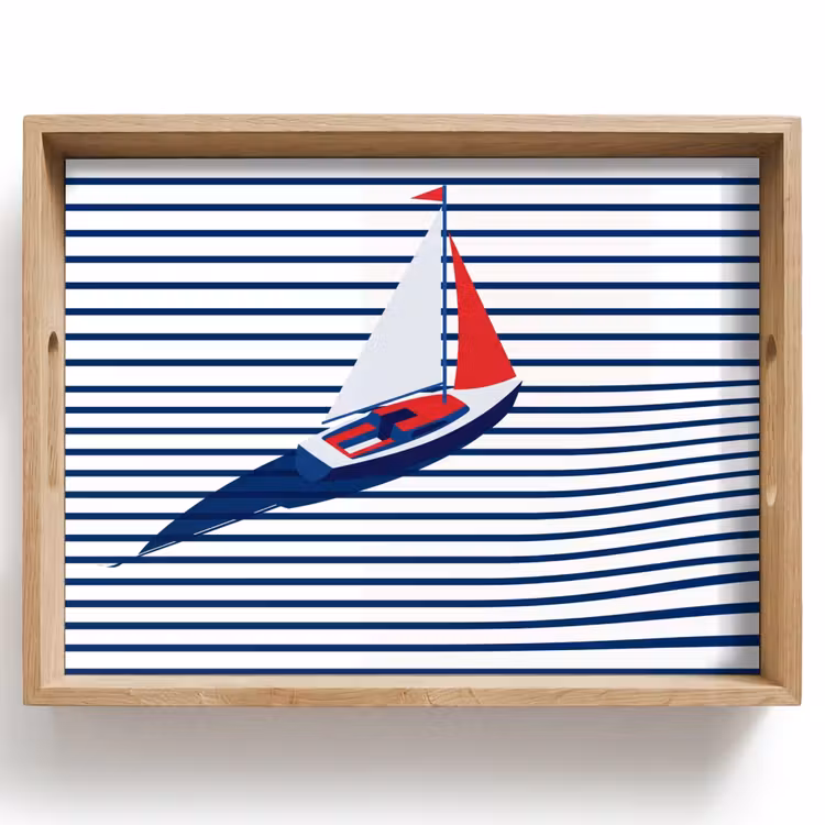 Boot - Water - Abstract - Blauw Dienblad Rechthoek middel -z3d_shopping