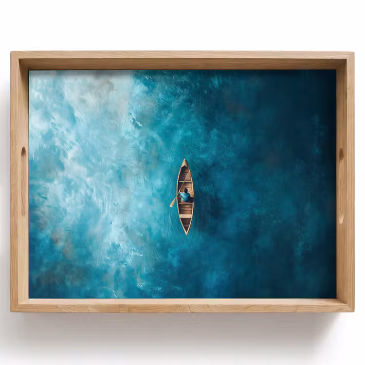 Bootje - Water - Blauw Dienblad Rechthoek middel -z3d_shopping
