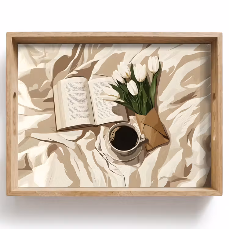 Boek - Illustratie - Tulpen - Koffie Dienblad Rechthoek middel -z3d_shopping