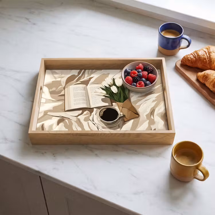 Boek - Illustratie - Tulpen - Koffie Dienblad Rechthoek middel -sfeer2