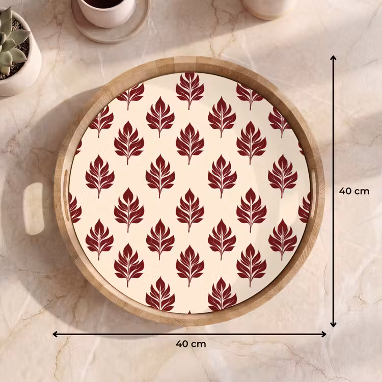 Botanisch - Patroon - Bordeaux Dienblad Rond middel 914 -USP_Formaat