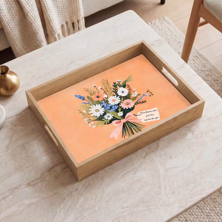 Boeket - Strikje - Quote Dienblad Rechthoek middel -sfeer1