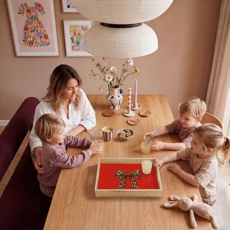 Strik - Sierlijk - Panter - Rood Dienblad Rechthoek middel -sfeer4