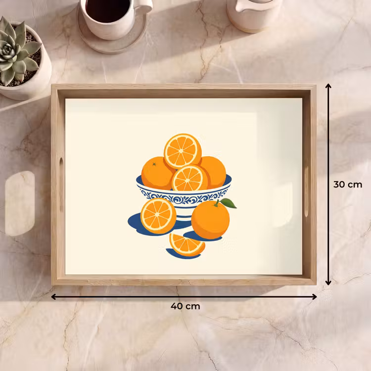 Schaal - Minimalistisch - Oranje - Sinaasappels Dienblad Rechthoek middel -USP_Formaat