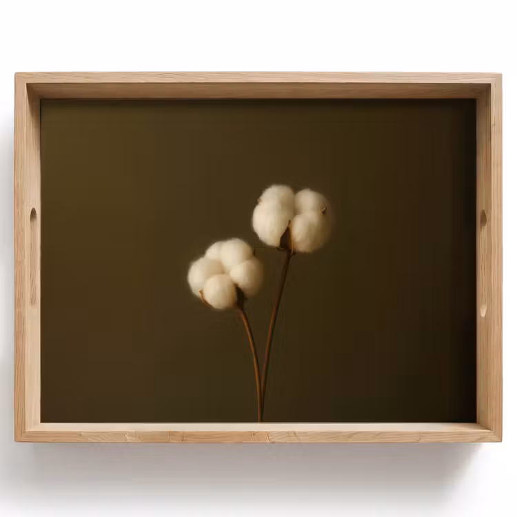 Takken - Katoen - Wit - Bollen Dienblad Rechthoek middel -z3d_shopping
