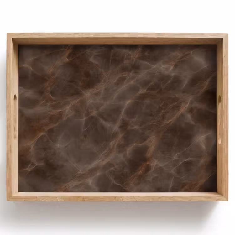 Bruin marmer - Organisch - Natuursteen Dienblad Rechthoek middel -z3d_shopping