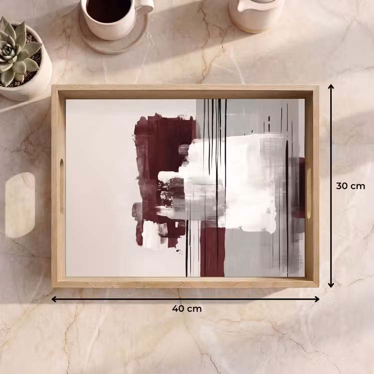 Penseelstreken - Abstract - Lijnen - Rood Dienblad Rechthoek middel -USP_Formaat