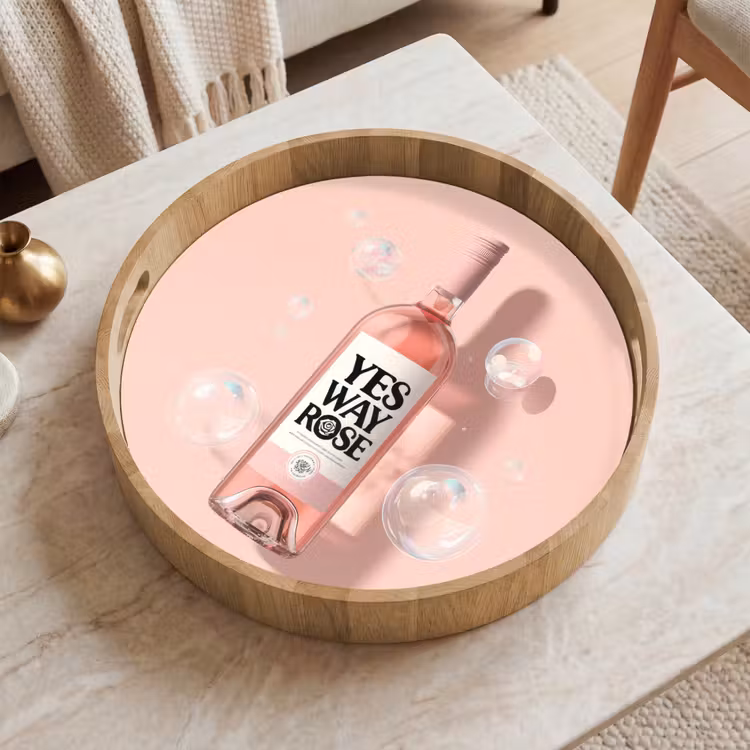 Bubbels - Rosé - Roze Dienblad Rond middel -sfeer1
