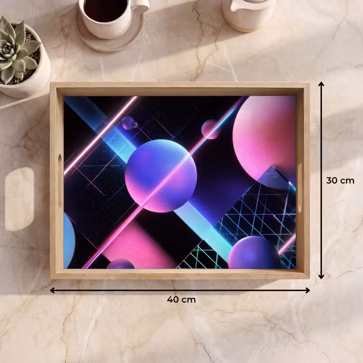 Bollen - Neon - Lijnen - Roze Dienblad Rechthoek middel -USP_Formaat