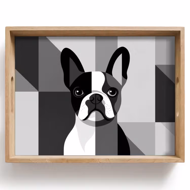 Buldog - Zwart - Abstract - Vlakken Dienblad Rechthoek middel -z3d_shopping