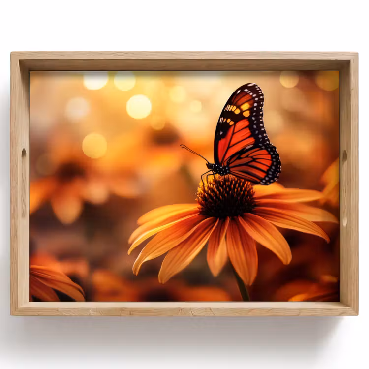 Vlinder - Bloemen - Oranje Dienblad Rechthoek middel -z3d_shopping