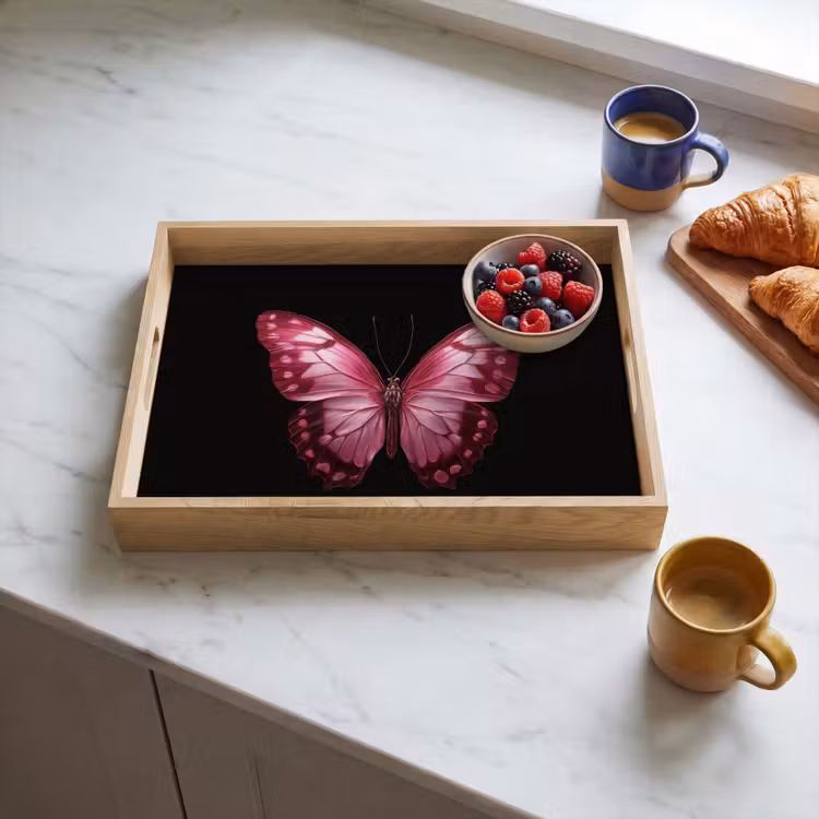Vlinder - Fuchsia - Grafisch Dienblad Rechthoek middel -sfeer2