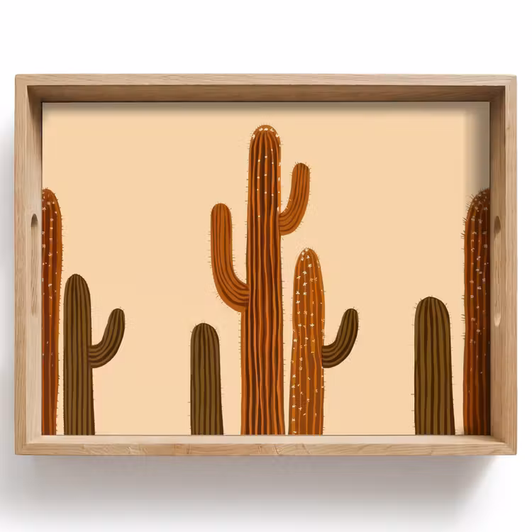 Cactus - Woestijn - Zand - Bruin Dienblad Rechthoek middel -z3d_shopping