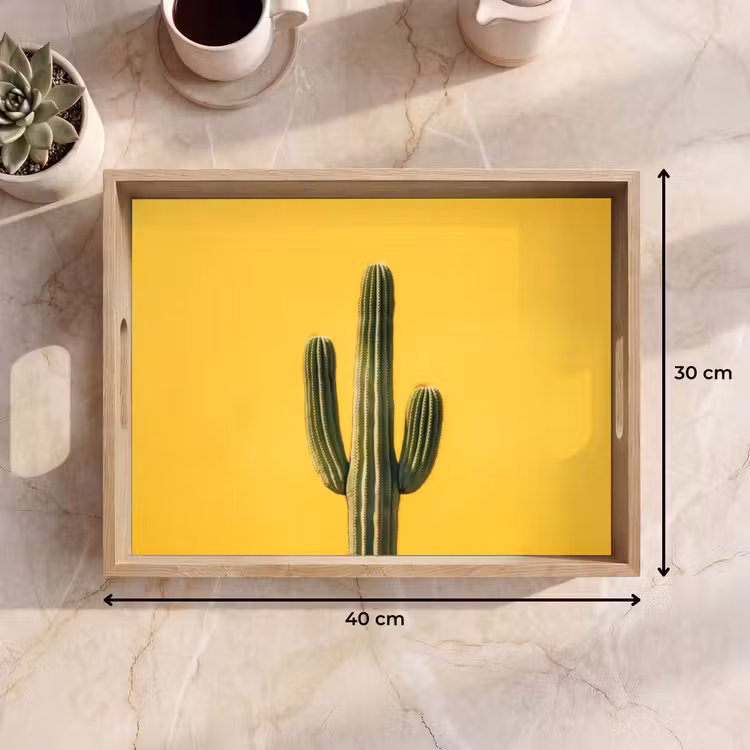 Cactus - Groen - Minimalistisch Dienblad Rechthoek middel -USP_Formaat