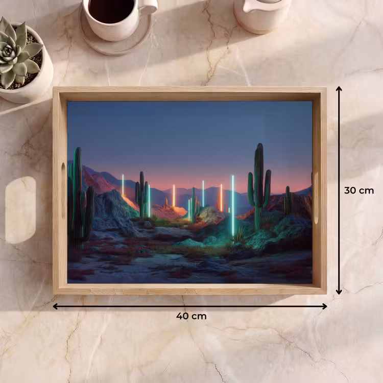 Cactus - Lichtzuilen - Zonsondergang Dienblad Rechthoek middel -USP_Formaat