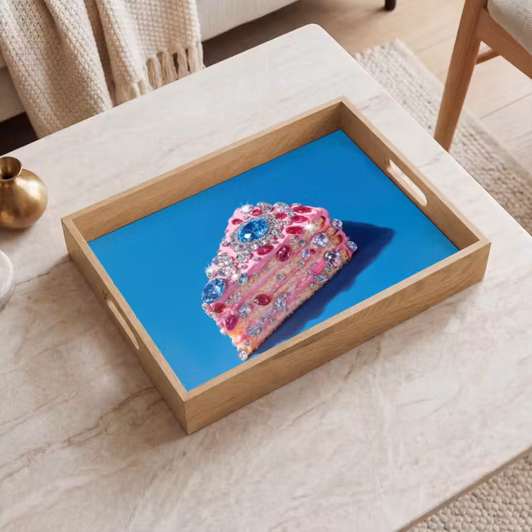 Taart - Edelstenen - Glitters - Roze Dienblad Rechthoek middel -sfeer1