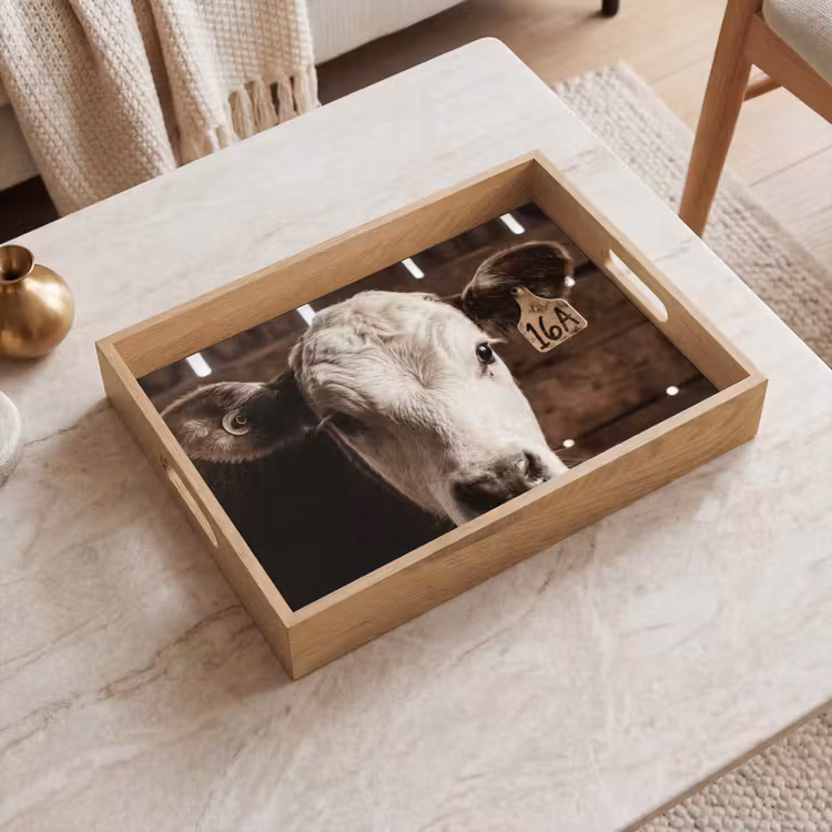 Kalf - Oormerk - Houten stal Dienblad Rechthoek middel -sfeer1