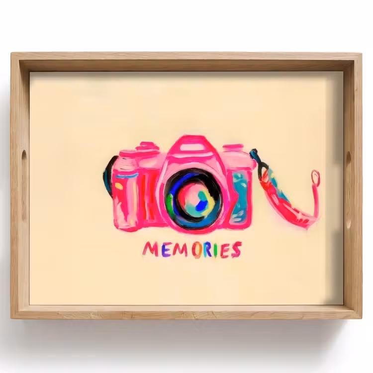 Camera - Memories - Roze - Geschilderd Dienblad Rechthoek middel -z3d_shopping