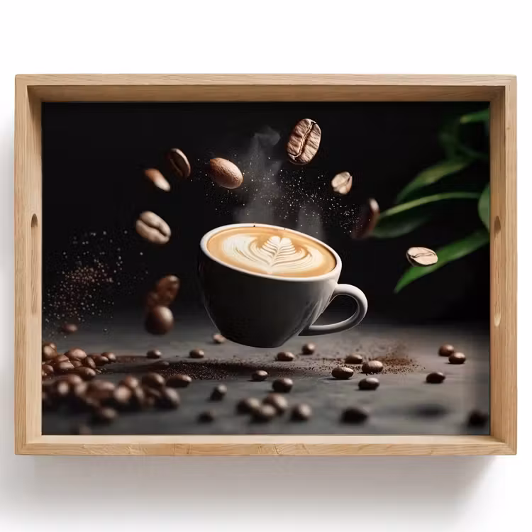 Cappuccino - Kop - Bonen - Bruin Dienblad Rechthoek middel -z3d_shopping