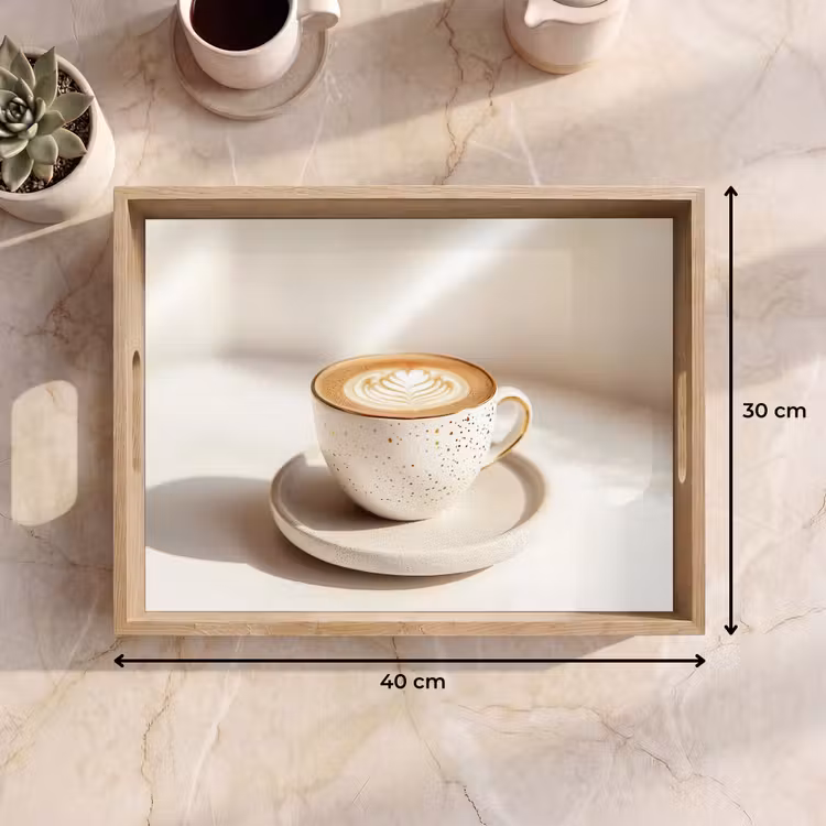Cappuccino - Schuim - Schotel - Beige Dienblad Rechthoek middel -USP_Formaat