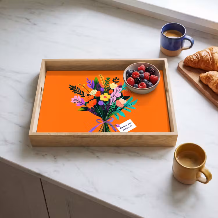 Kaartje - Boeket - Bloemen Dienblad Rechthoek middel -sfeer2