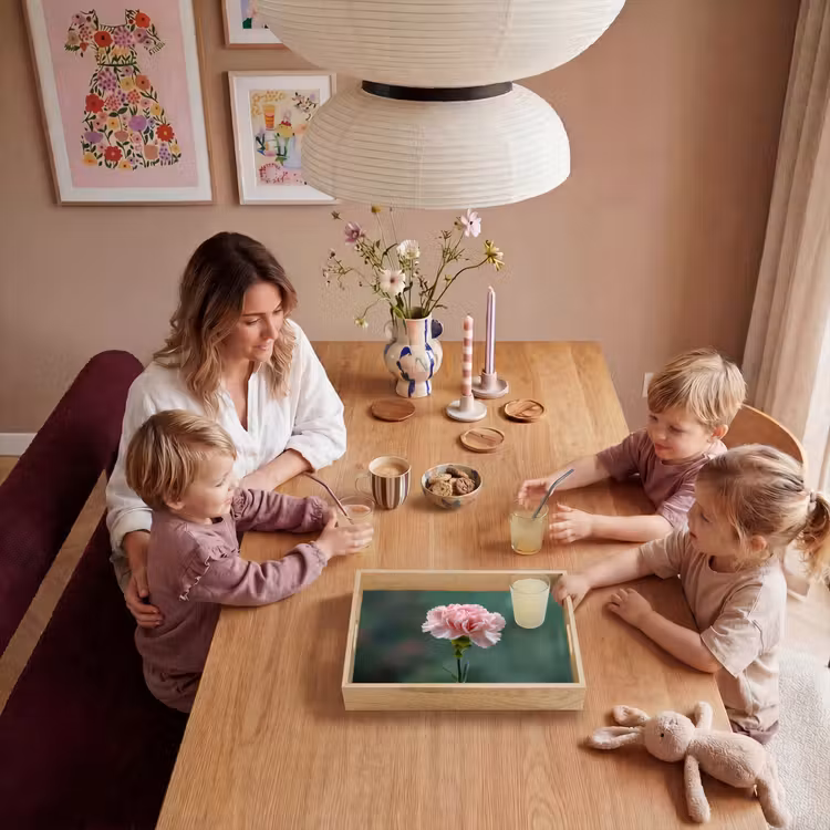 Anjer - Roze - Bloemblaadjes Dienblad Rechthoek middel -sfeer4
